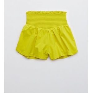 Offline by Aerie Real Me Smocked Running Short Green Rush Medium